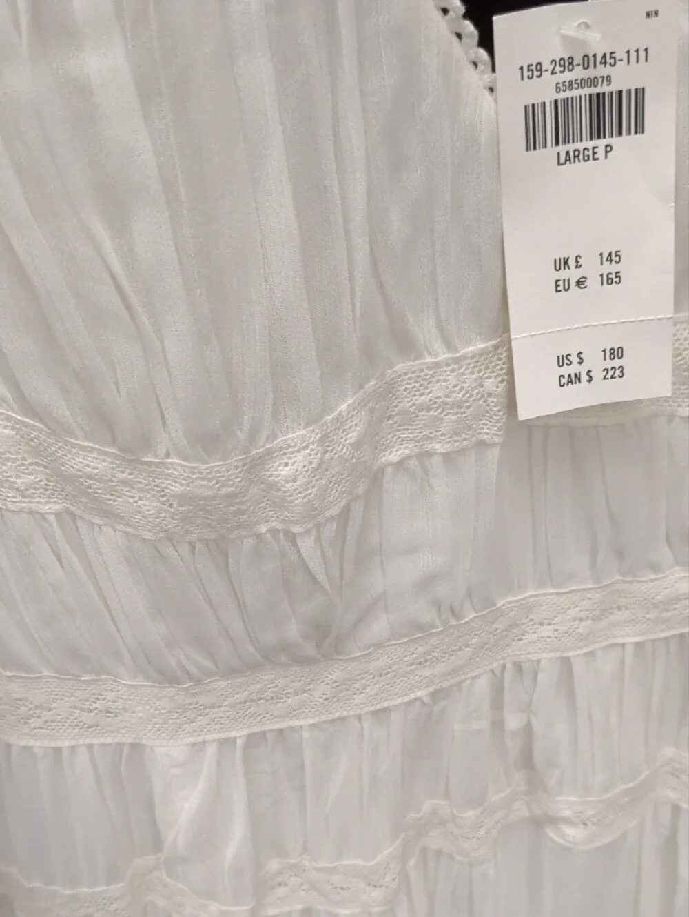 Abercrombie & Fitch White V-Neck Tiered Maxi Dress